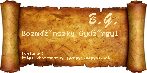 Bozmánszky Györgyi névjegykártya
